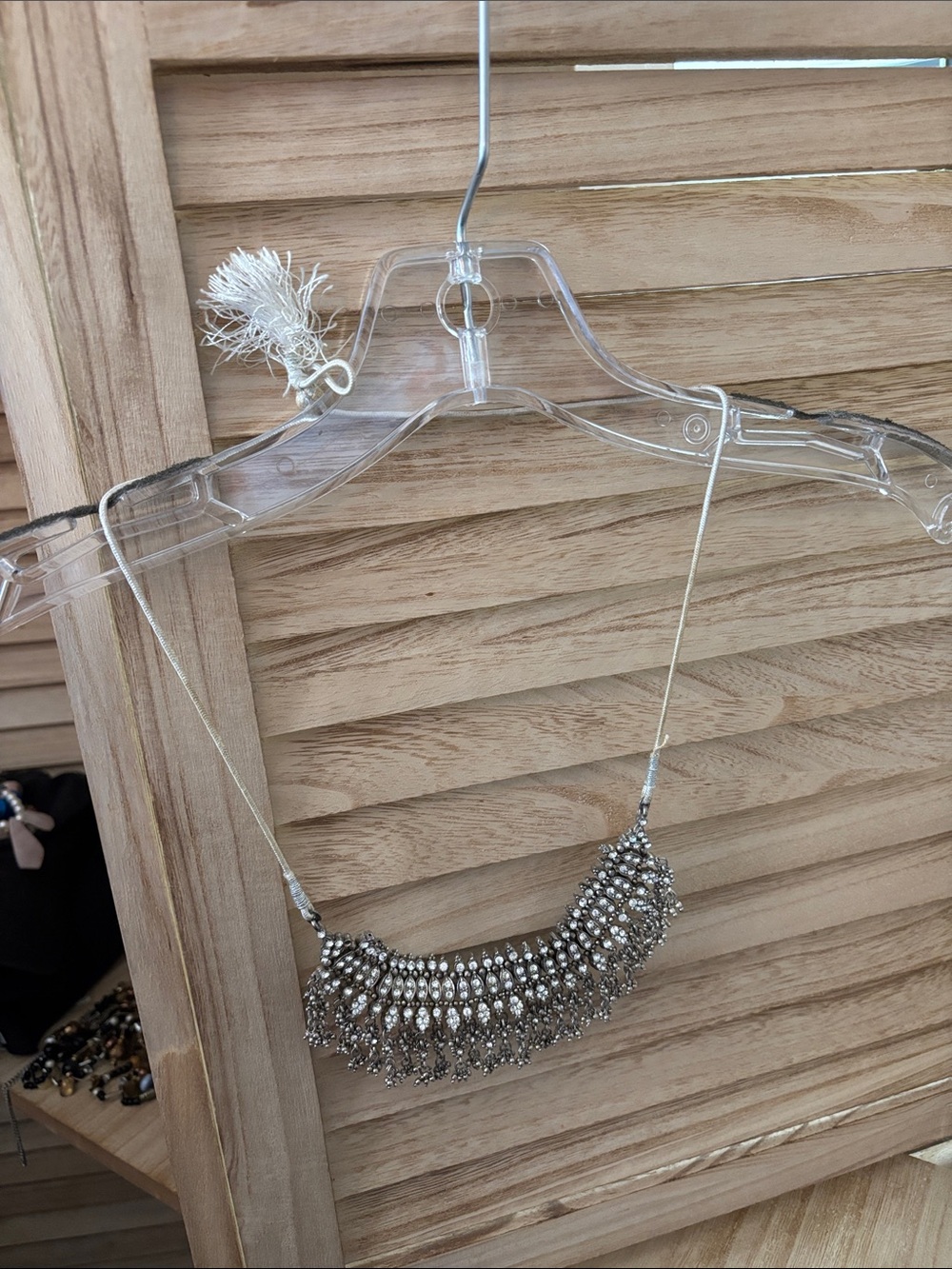 Elegant Vintage Silver-Tone Statement Fringe Necklace - Women Jewelry